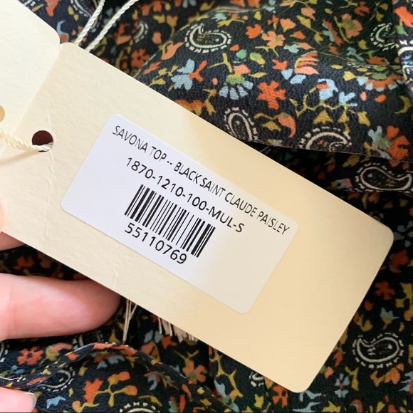 NWT DOEN Savona Silk Blouse in Black Saint Claude Paisley Print sz S - Picture 11 of 12